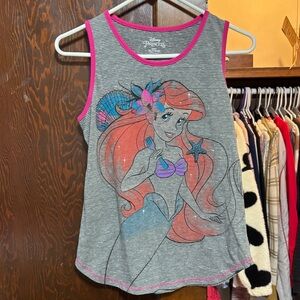 Disney Princess Gray and Pink Striped Ariel Tank Top Kids Size XL 14/16